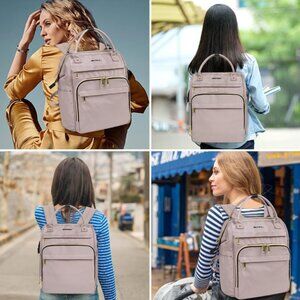Vankean 16” Laptop Backpack WaterProof Carry-on Dusty Pink RFID Pocket Luggage